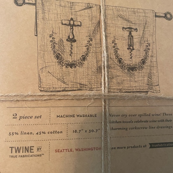 Twine by True Fabrications Grapevine Corkscrew Icon dish towel set of 2 - Picture 5 of 5